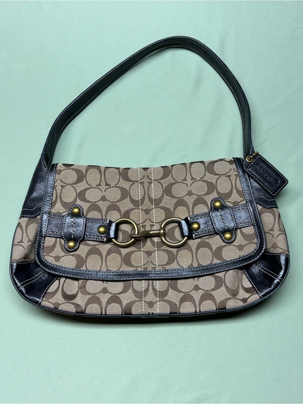 Vintage Coach Ergo 11277 Signature Belted Flap Shoulder Bag Y2K 2007 Horsebit